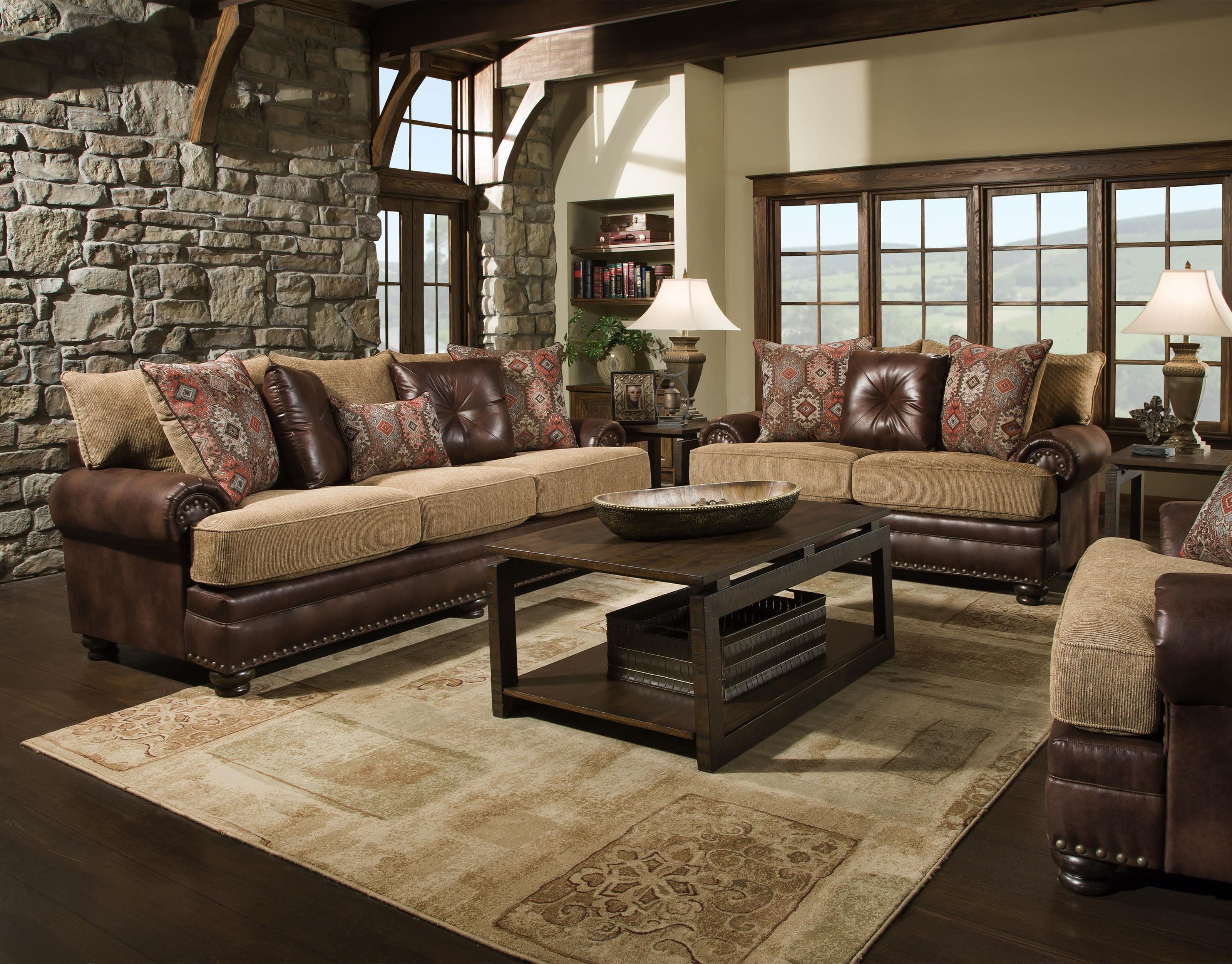 3 piece brown living deals room set