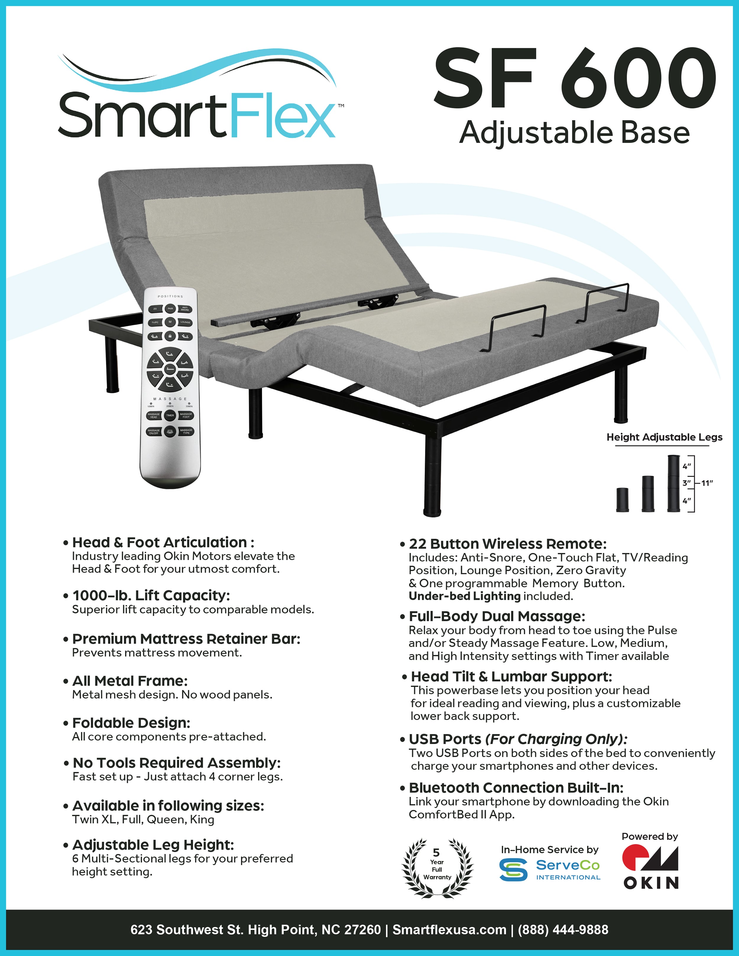 SmartFlex SmartFlex SF 600 Adjustable Base Smart Flex SF603 Queen Adjustable Base