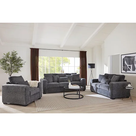 3 Piece Gunmetal Living Room Set