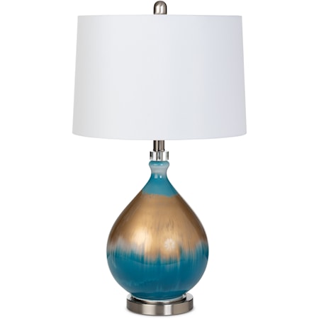 Gold Blue Glass Table Lamp