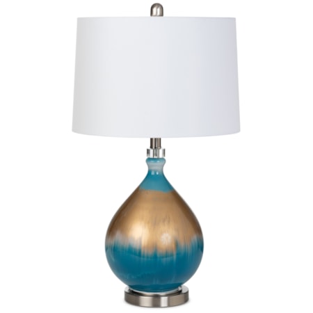 Gold Blue Glass Table Lamp