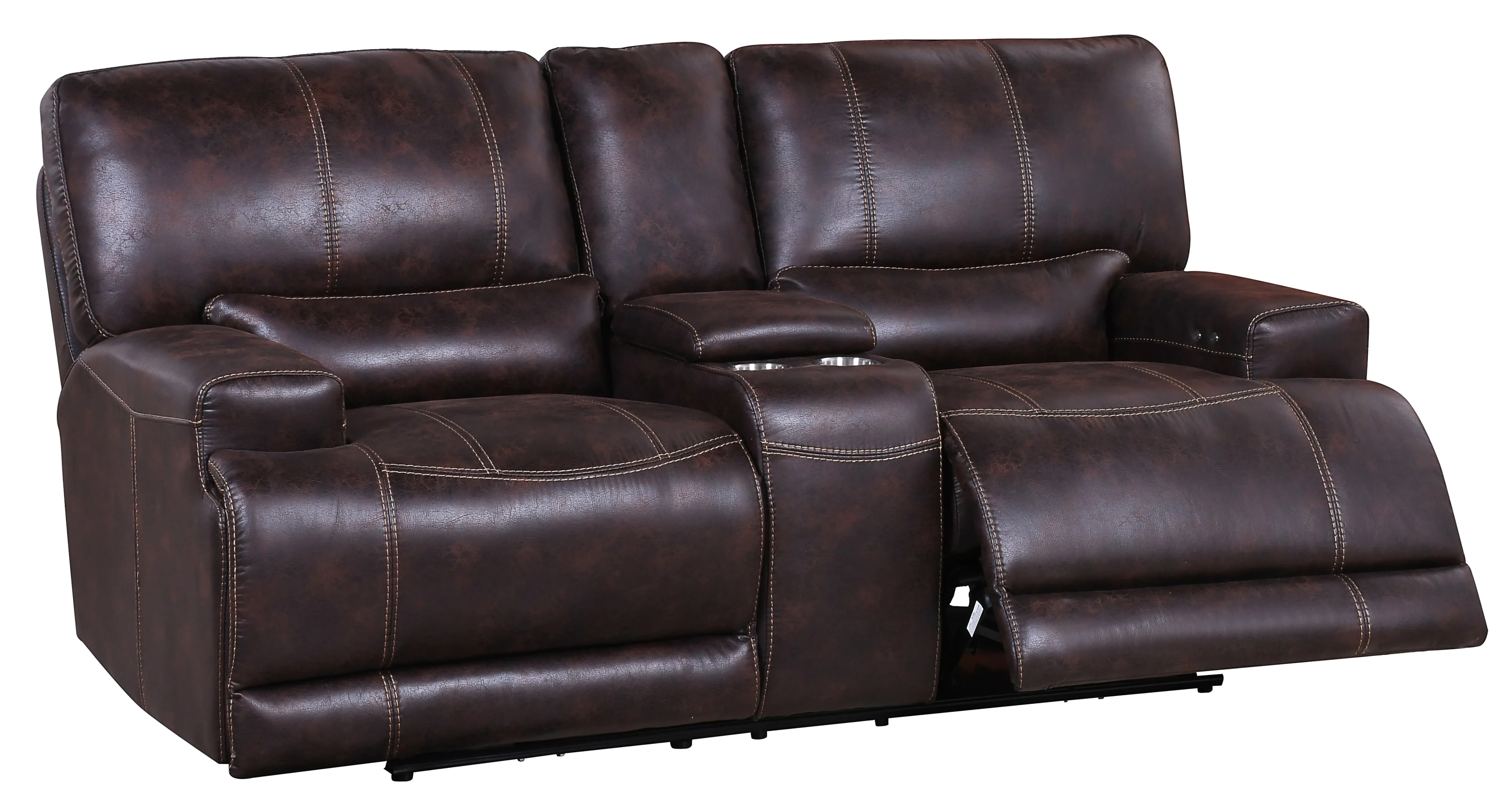 Vogue Home Furnishings Badlands Chocolate 105142070 Power Reclining Console Loveseat Schewels