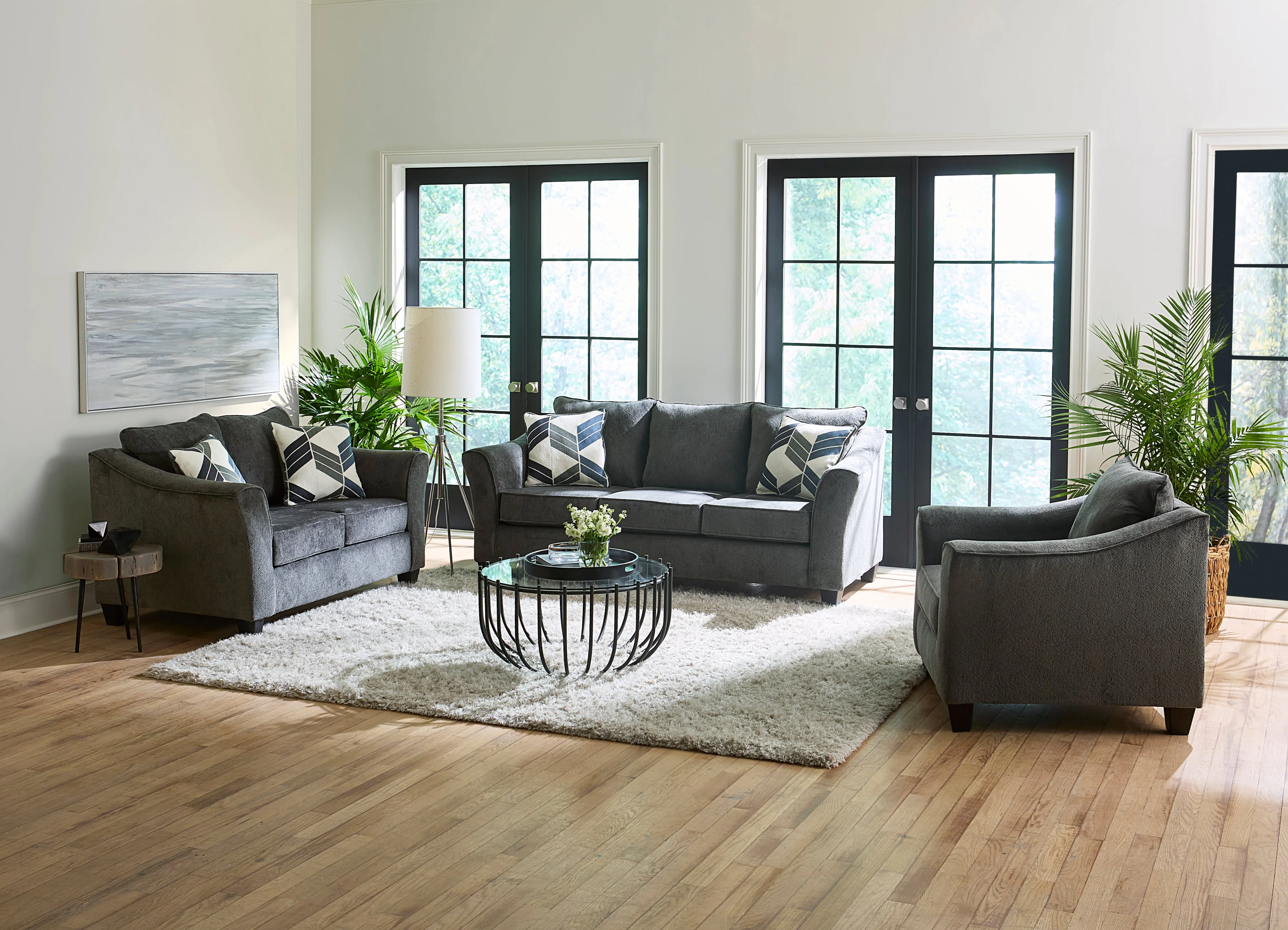NC Upholstery 6400 6400Lx1+6400Sx1+6400Cx1 Three Piece Stationary Living Room Group Schewels