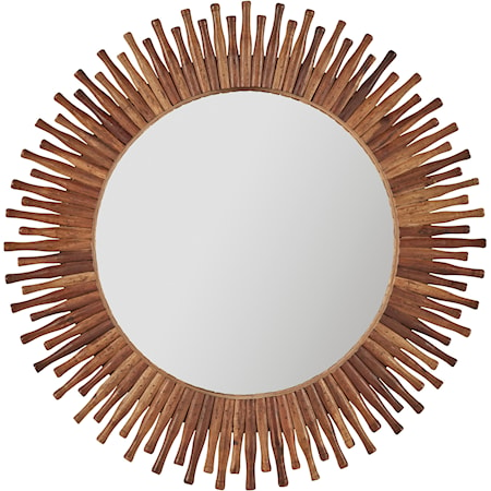 Mirror with Wooden Roller Pin Frame - Small