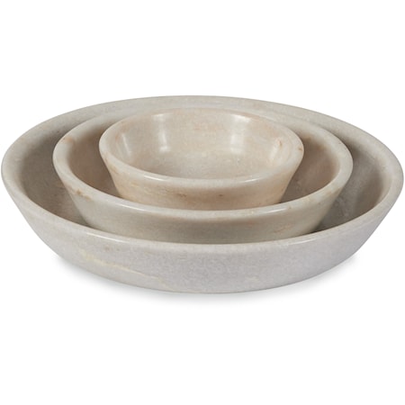 Nesting Fluted Marble Bowls