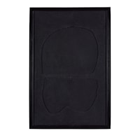 Rounded Black Paper Mache Wall Art In Glass Wooden Frame