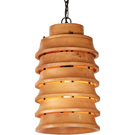 Oak Wood Stacked Pendant - Large