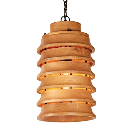 Oak Wood Stacked Pendant - Large