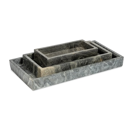 Rectangular Black Marble Stacking Trays