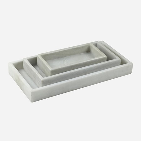 Rectangular White Marble Stacking Trays