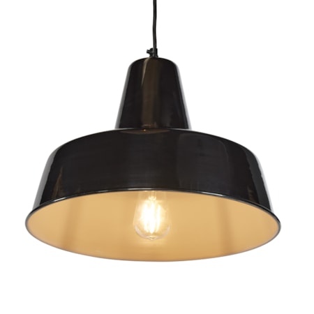 Retro Rondeau Enamel Pendant Light - Black