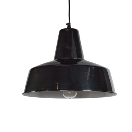 Retro Rondeau Enamel Pendant Light - Black