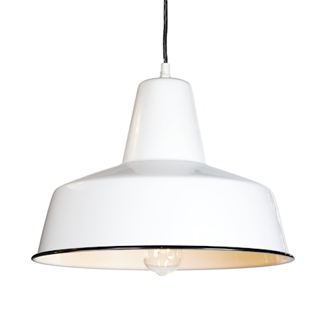 Retro Rondeau Enamel Pendant Light - White