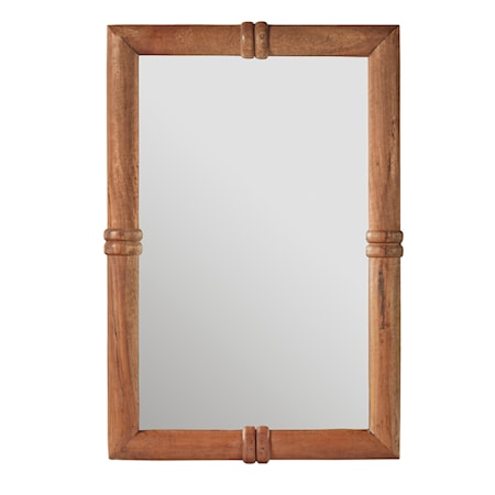 Mirror with Wooden Spool Frame