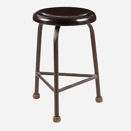 Iron Triangle Stool w/ Wood Seat