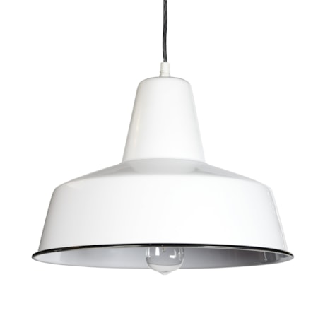 Retro Rondeau Enamel Pendant Light - White