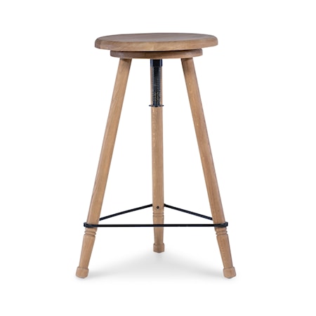 Adjustable Natural Oak Tripod Stool - Tall