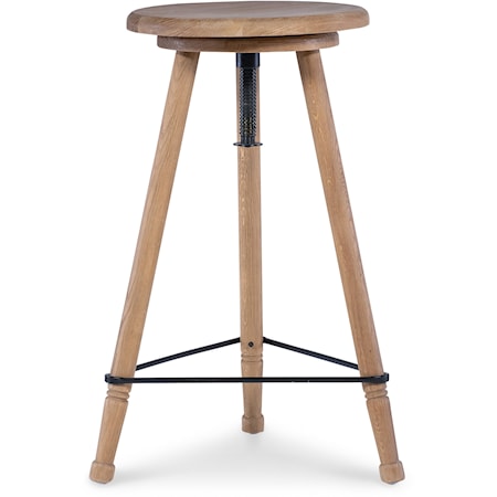 Adjustable Natural Oak Tripod Stool - Tall