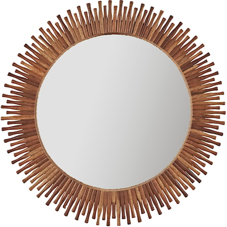 Mirror W/ Wooden Roller Pin Frame - Large