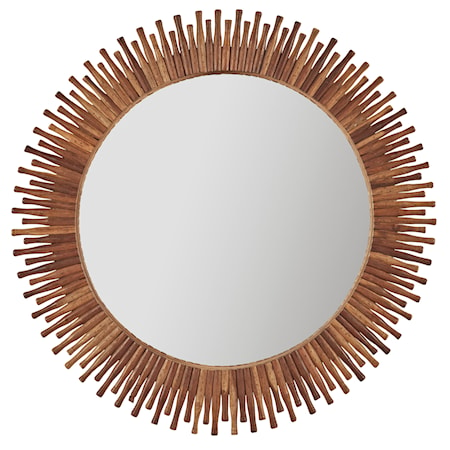 Mirror W/ Wooden Roller Pin Frame - Large