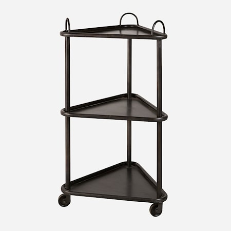 French Industrial Three Tier Rolling Cart