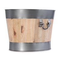 Arbor Oval Wood Bucket W/Iron Handles