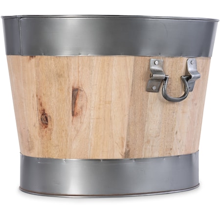 Arbor Oval Wood Bucket w/Iron Handles