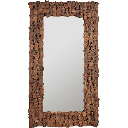Rectangular Mirror with Wooden Mask Frame