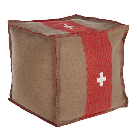 Swiss Army Pouf 18x18x18 Brown/Red