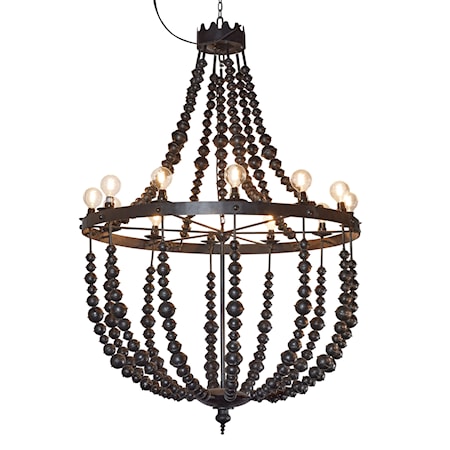 Metal Beaded 12 Light Chandelier