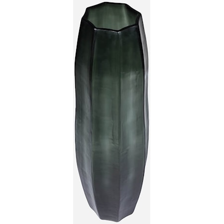 Loire Light Green Steel Glass Vase - Tall