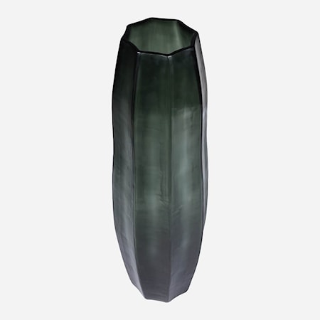 Loire Light Green Steel Glass Vase - Tall