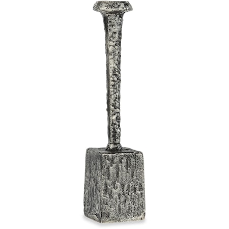 Antique Nickel Block Candleholder - Small