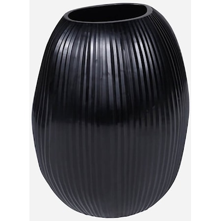 Seine Black Sculptural Glass Vase - Large