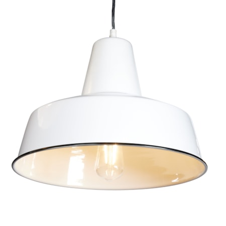 Retro Rondeau Enamel Pendant Light - White