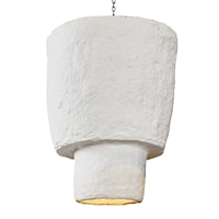 Paper Mache Pendent Lamp In Pure White - Large