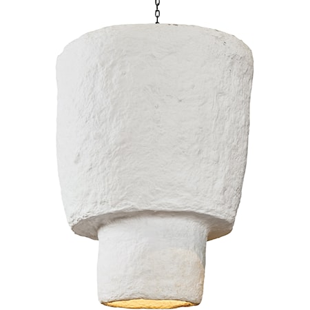 Paper Mache Pendent Lamp In Pure White - Large
