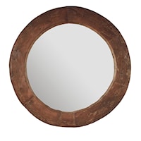 Primitive Round Mirror with Wooden Frame