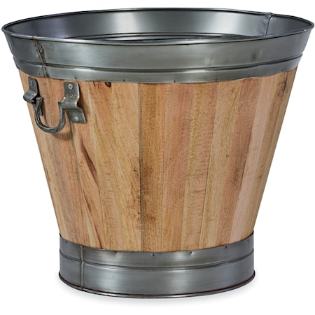 Arbor Round Wood Bucket w/ Iron Handles