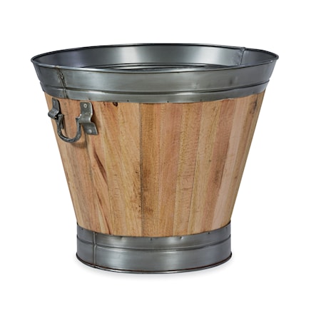 Arbor Round Wood Bucket w/ Iron Handles