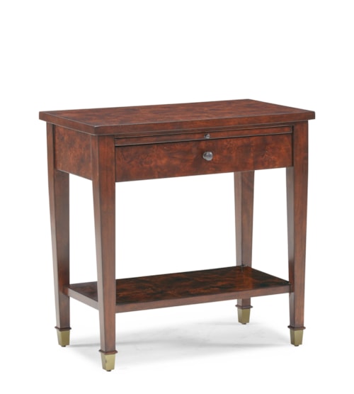 Transitional Two-Drawer Rectangular Side Table with Pull-Out Tray
