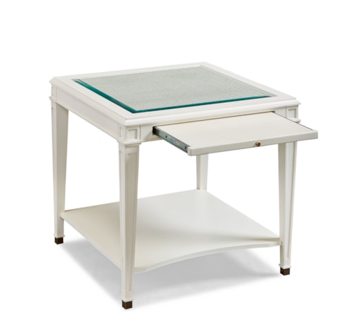 Coastal Square 1-Shelf Lamp Table with Pull-Out Shelf