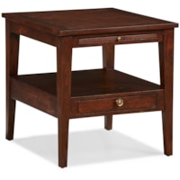 Casual Traditional Square Oak Side Table with Storage