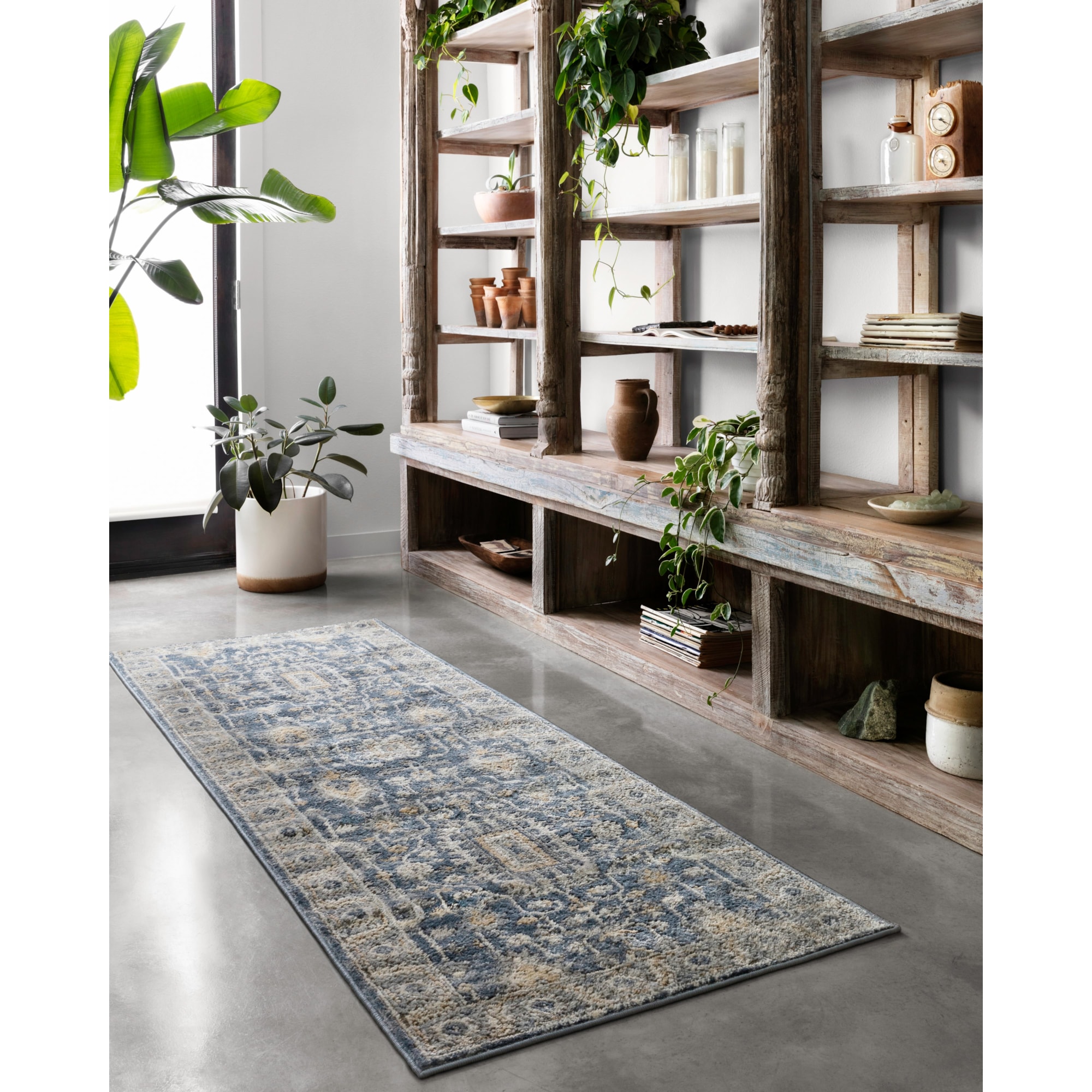 Loloi Rugs Teagan TEAGTEA03DEPP28A6 2'8" x 10'6" Denim / Pebble Runner Rug Belfort Furniture