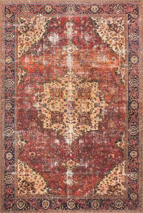 2'-3" x 3'-9" Red / Navy Area Rug