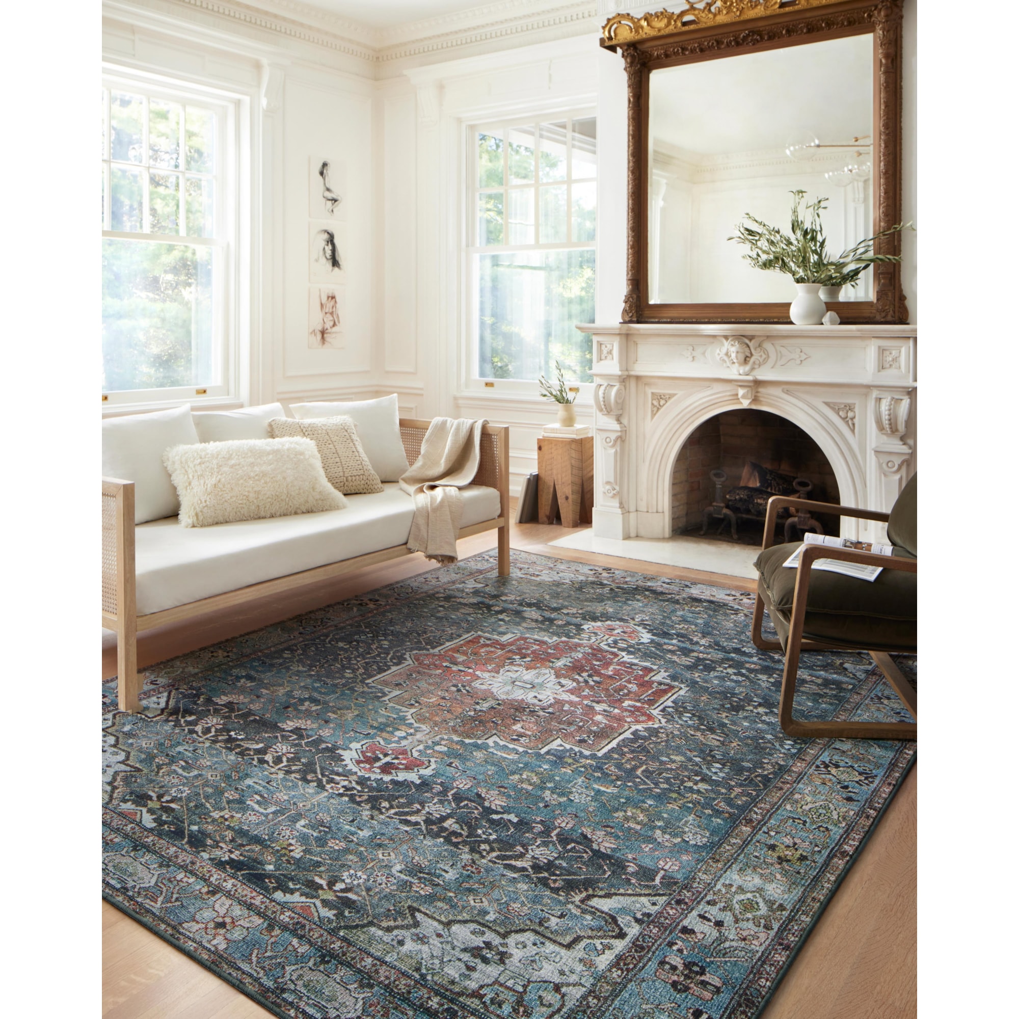 Loloi Rugs Margot MARGMAT05OCBK2696 2'6" x 9'6" Ocean / Brick Runner Rug Belfort Furniture Rugs