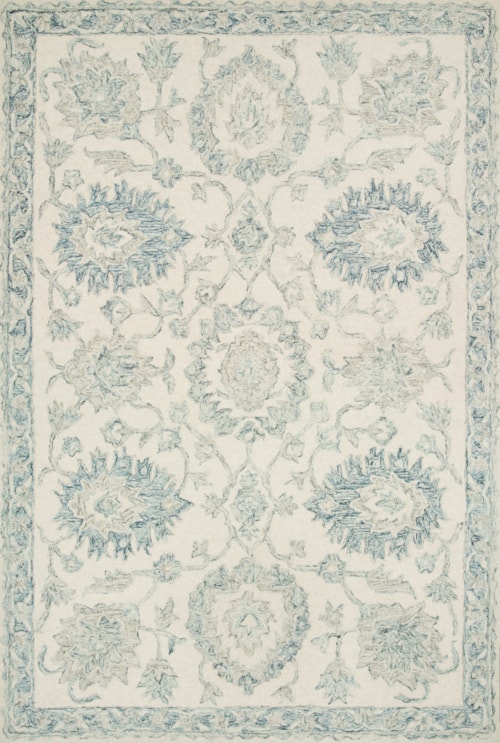 1'6" x 1'6"  Ivory / Blue Rug