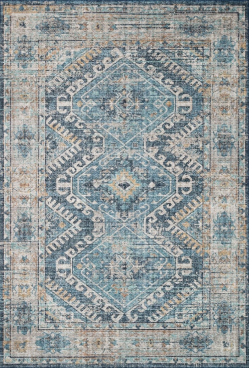 7' x 9' Denim / Natural Oval Rug