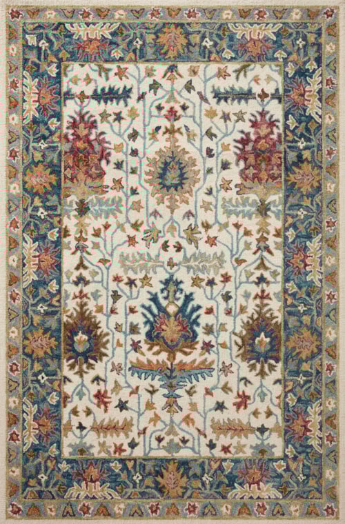 7'-9" x 9'-9" Ivory / Sky Rug