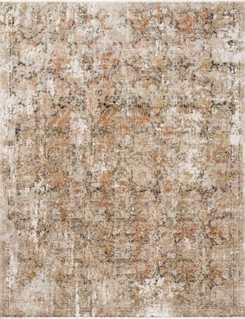 7'10" x 7'10" Round Taupe / Gold Rug